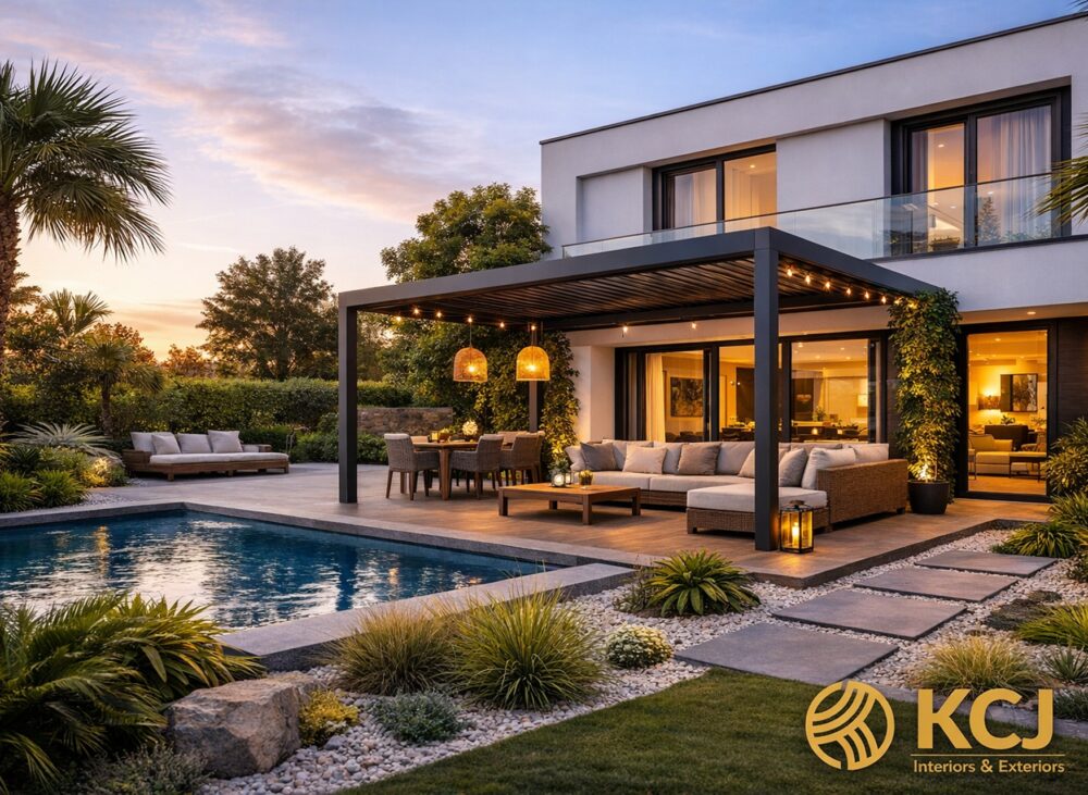 Luxury villa renovation Dubai with modern backyard design and swimming pool