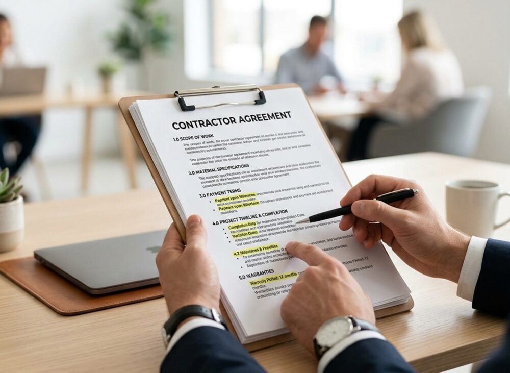 fitout-contractor-reading-agreement-before-office-fitout-project