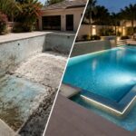 Swimming pool renovation before and after in Dubai